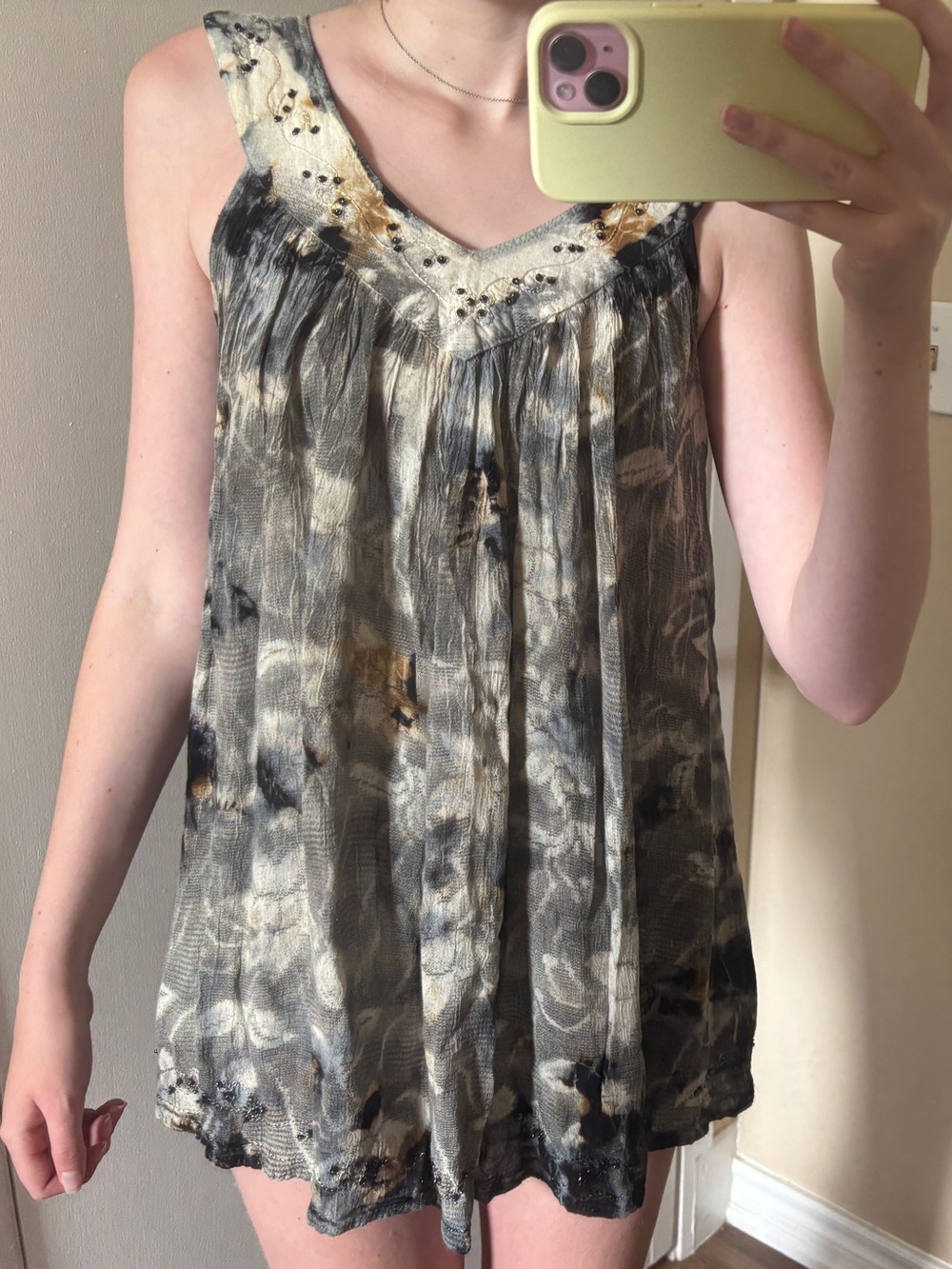 Neutral tie dye shirt/babydoll dress